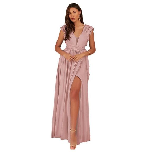 Azazie Aruba Blush Pink Maxi Dress Sz 10 - Picture 1 of 8